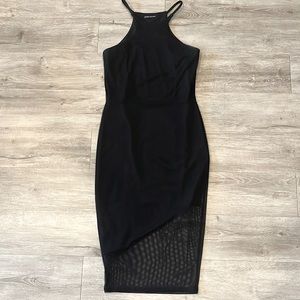 Donna Morgan Black Halter Mesh Tank Dress